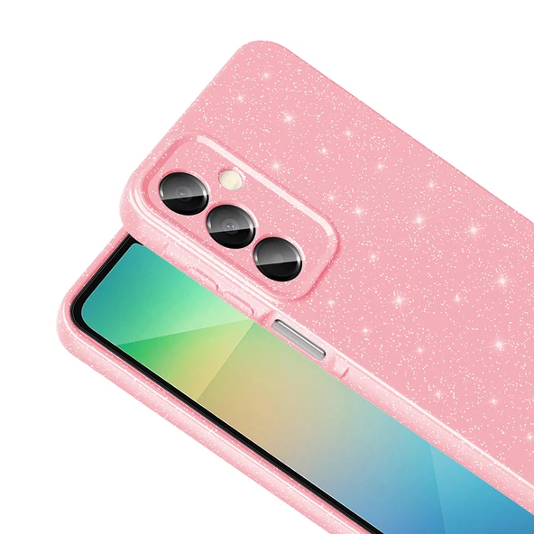 Samsung Galaxy A16 Kılıf Kamera Korumalı Simli Lüks Koton Kapak - Resim 5