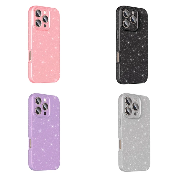 iPhone 16 Pro Kılıf Kamera Korumalı Simli Lüks Koton Kapak - Resim 10