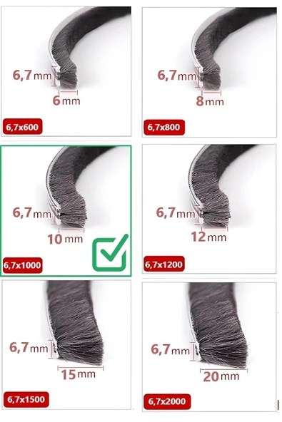 BABAWİCK  Cam Balkon, Sürgülü Kapı Kıl Fitili, Taban 6,7 Mm, Yükseklik 10 Mm, Uzunluk 10 Metre 67x1000 - 2
