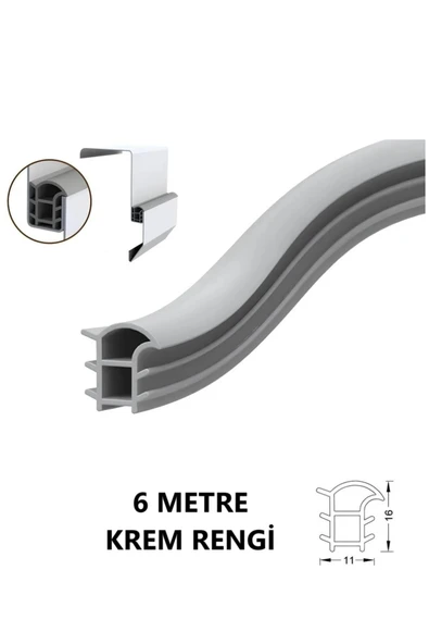 BABAWİCK  Çelik Kapı Fitili 6 Metre Krem Rengi, Çelik Kapı Lastiği, Kapı Contası 16x11