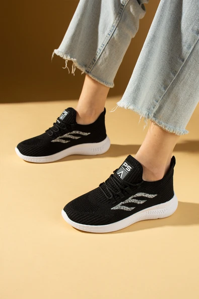 Pembe Potin Esnek Taban Bağcıklı Rahat Kalıp Kadın Sneaker 001-22-25ÇTBeyz