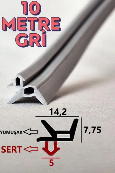 BABAWİCK  TPE'den Üretilmiş Bütün Markalara Uyumlu Pen Kapı Pencere Fitili İnce 10 Metre Gri