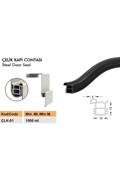 BABAWİCK  Çelik Kapı Contası-fitili / Çelik Kapı Kasa Contası Çlk-01-siyah-6 Metre