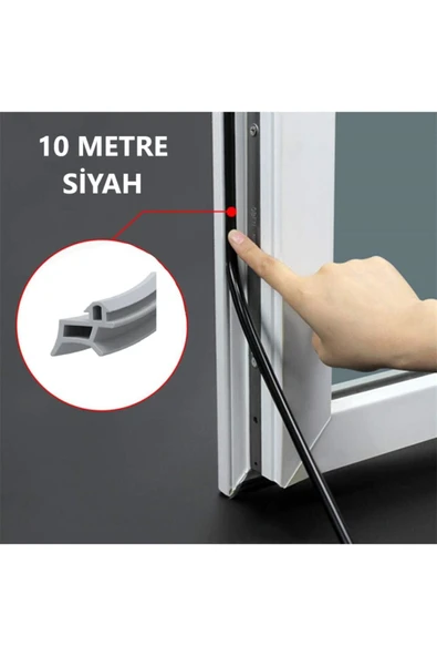 BABAWİCK  Pimapen Kapı Pencere Contası Pvc Doğrama Fitili 10 Metre Siyah