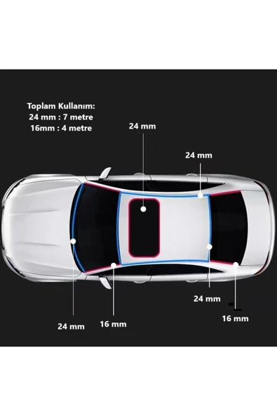 BABAWİCK  Bütün Araçlara Uyumlu Cam Kenarları, Tavan ve Sunroof Fitili 1 Metre 24mm - 3