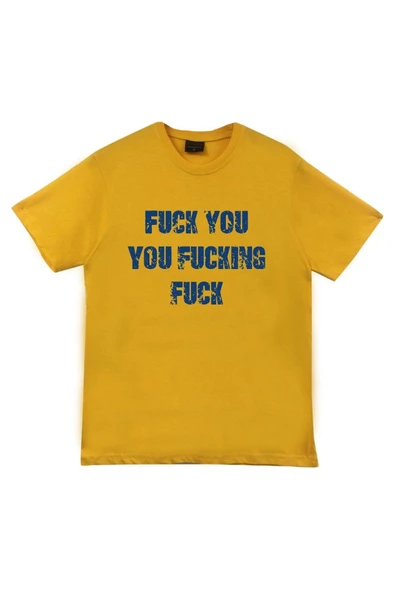 fame-stoned  Kadın Sarı Fuck You You Fuckıng Fuck Baskılı T-shirt
