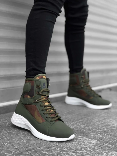 ET0600 Bağcıklı Haki Kamuflaj Kısa Boksör Unisex Spor Postal Bot