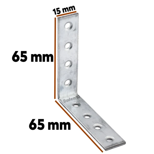(5 ADET) Mobilya Eşya Dolap Yatak Duvara Sabitleme Köşebent Bağlantı Aparatı L Demiri Gönye 65x65x15 Mm - 2