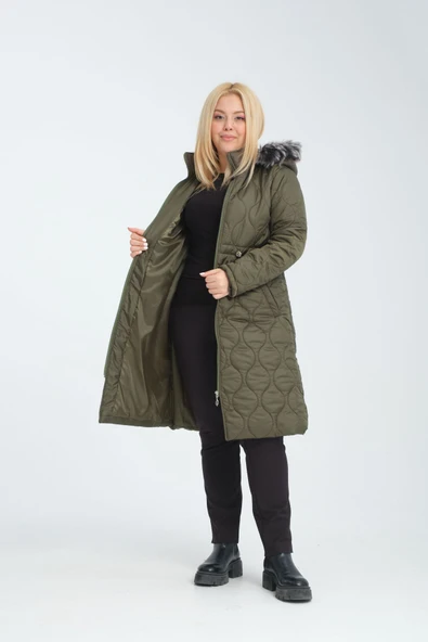 NARİKA Büyük Beden Kapitone Mont - 5