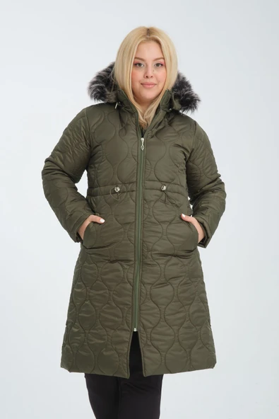 NARİKA Büyük Beden Kapitone Mont - 4