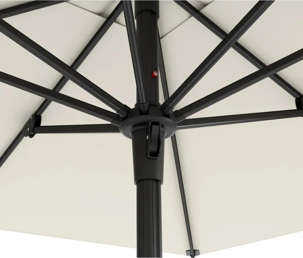 Mini Pro Push-up Sistemli Şemsiye 210x210 Bahçe Balkon Plaj Şemsiyesi Beyaz - 3