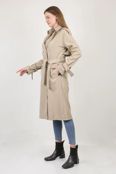 NARİKA Kolu Apaletli Şık Yeni Sezon Trençkot - 3