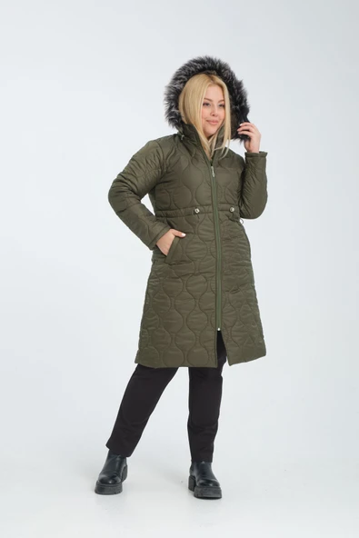 NARİKA Büyük Beden Kapitone Mont - 3