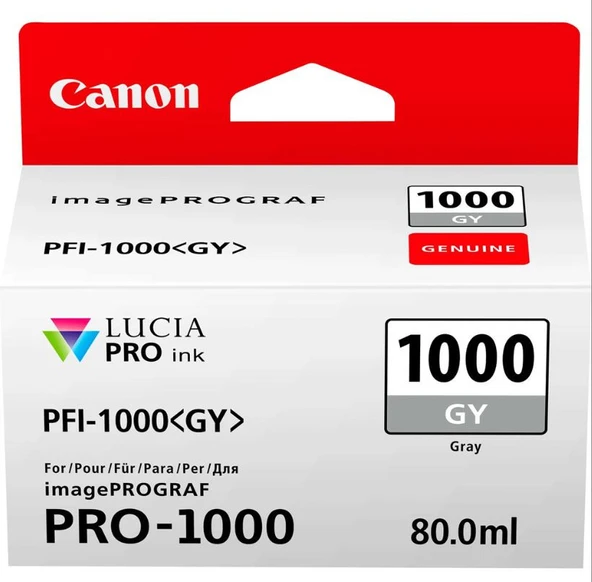 Feyza Bilişim Canon PFI-1000 GY (Gray) Gri A2 Yazıcı Orijinal Mürekkep Kartuş 80 ml. (0552C001) ürün görseli