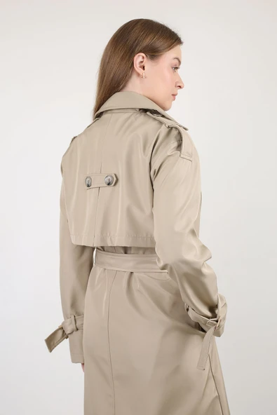 NARİKA Kolu Apaletli Şık Yeni Sezon Trençkot - 6