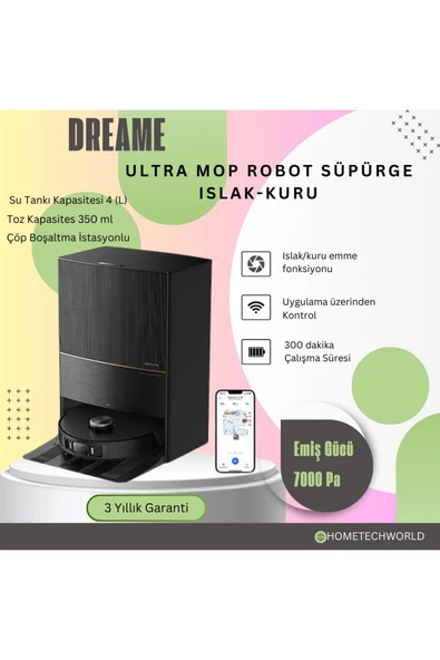 Dreame  DREAMEUltra Mop Robot Süpürge Siyah