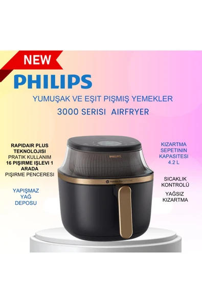 Philips  Pişme derecesini görün, çeşitliliğin tadını çıkarın 4.2 L Airfryer
