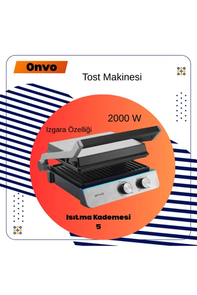 ONVO  Tost Makinesi Inox 2000watt