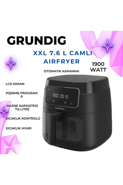 Grundig  AirFit XXL 7.6 L Camlı Airfryer