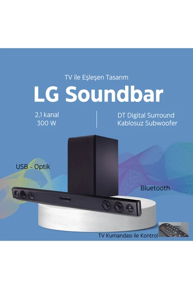 LG  Dolby Digital ASC (Adaptif Ses Kontrolü) 2.1 Kanal 300 W Soundbar Uyumlu