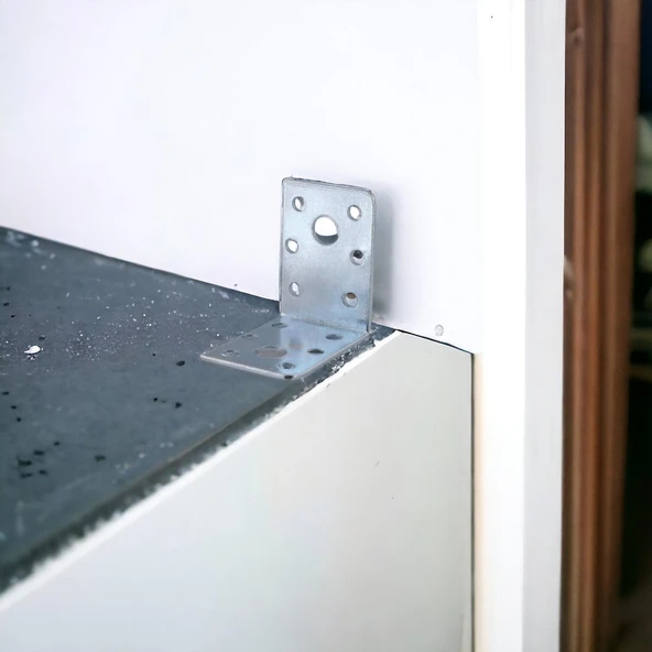 (10 ADET) Mobilya Eşya Dolap Duvara Sabitleyici Köşebent Bağlantı Aparatı L Demiri Gönye 60x60x45 Mm - Resim 5