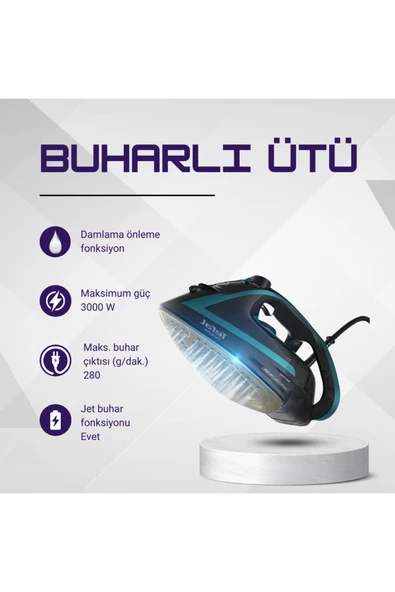 TEFAL  Buharlı Ütü Otomatik Kapama Entegre kireç çözücü Durilium Airglide AutoClean Taban 3000W Güç