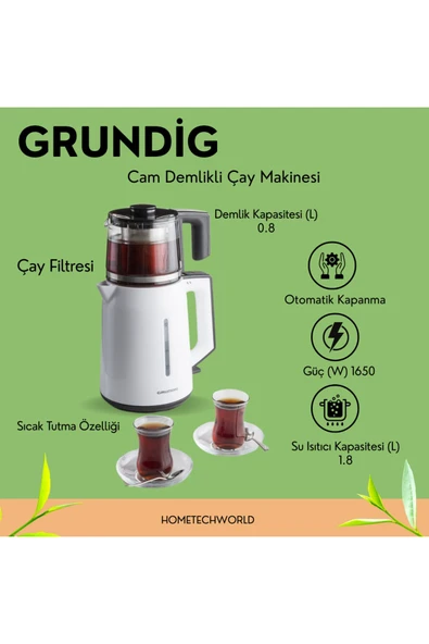 Grundig  1650 Watt Cam Demlikli Çay Makinesi 1,8 Lt.