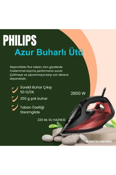 Philips  Güçlü 2800 watt ve  Kireç toplama sistemi ile Buharlı Ütü