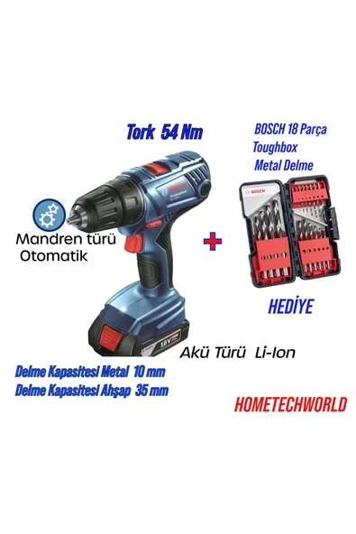 Bosch  Professional Akülü Darbeli Delme Vidalama Makinesi (2 X 2,0 Ah Akü, Şarj Cihazı,)+HEDİYE