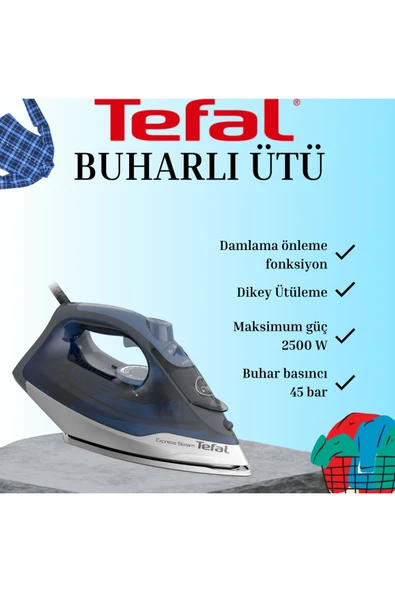 TEFAL  Buharlı Ütü Otomatik Kapama Xglide Diffusion Seramik Taban Maksimum güç 2500 W