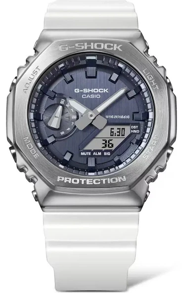 CASIO GM-2100WS-7ADR BEYAZ SİLİKON KORDON ANALOG/DİJİTAL ERKEK KOL SAATİ - 2