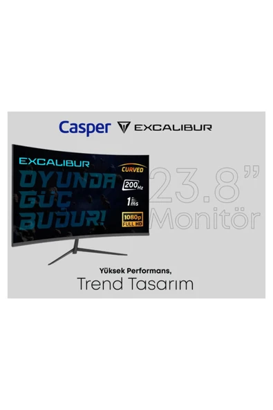 Excalibur  23.8'' 200Hz 1MS Curved G-Sync Full HD Gaming Monitör Siyah