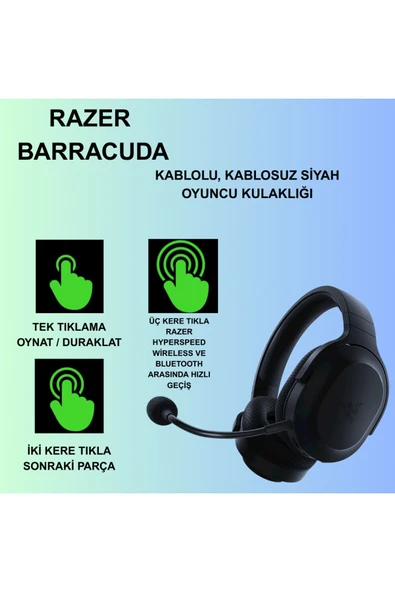 Razer Barracuda Siyah Kablolu/Kablosuz Kulak Üstü Oyuncu Kulaklığı