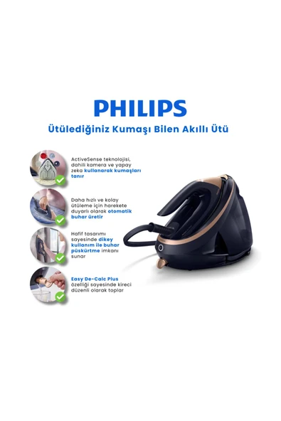 Philips  Perfectcare Yapay Zekası Ve Taban Kamerasıyla Dünyadaki Tek Ütü , 3100w, Lacivert-gold