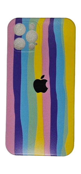 İphone 12 Pro Kılıf Logolu Lansman Gökkuşağı