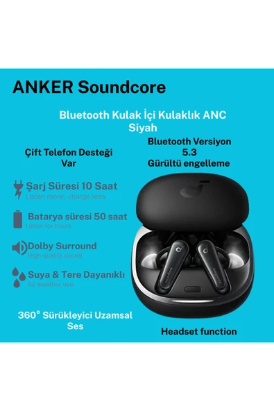 Soundcore  TWS Bluetooth 5.3 Kulaklık - Hibrit Aktif Gürültü Önleme