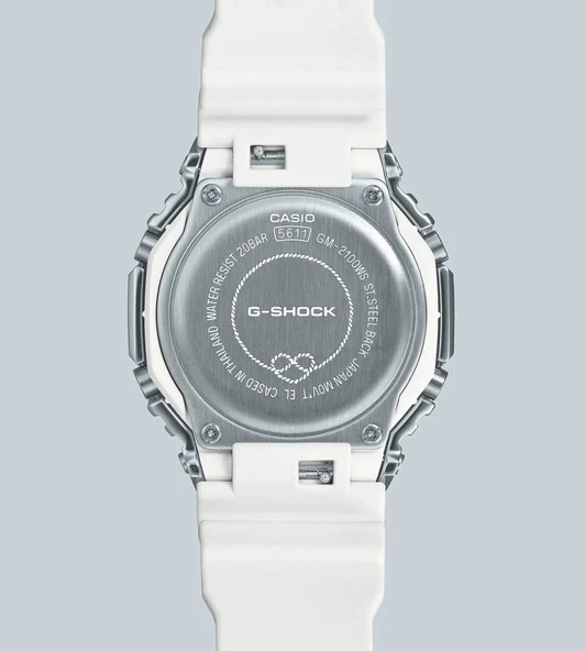 CASIO GM-2100WS-7ADR BEYAZ SİLİKON KORDON ANALOG/DİJİTAL ERKEK KOL SAATİ - 4