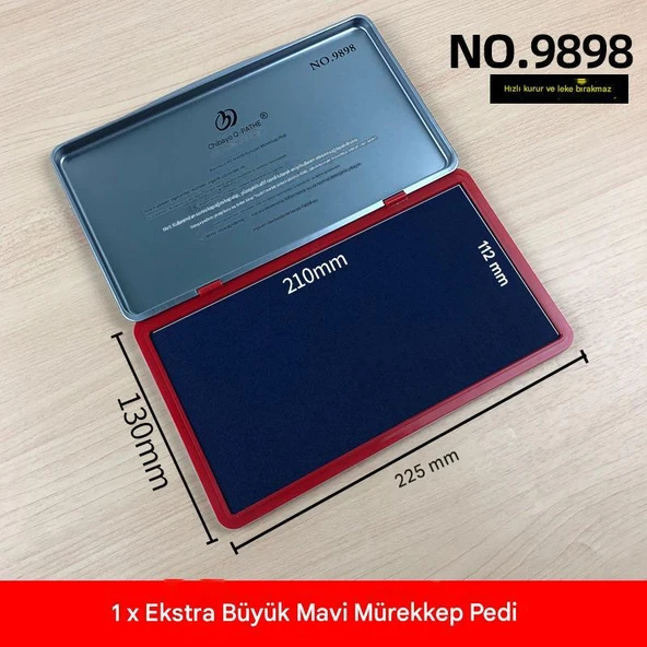 El Istampası Büyük Boy 225*130mm Mavi Mürekkep Pedi  9898