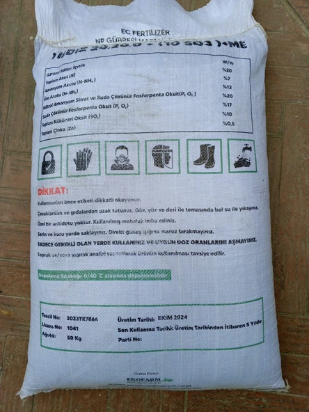 Kompoze Gübre 20-20-0+10SO3+ZN - (50 Kg) Azot, Fosfor, Kükürt ve Çinko İçerir. - 2