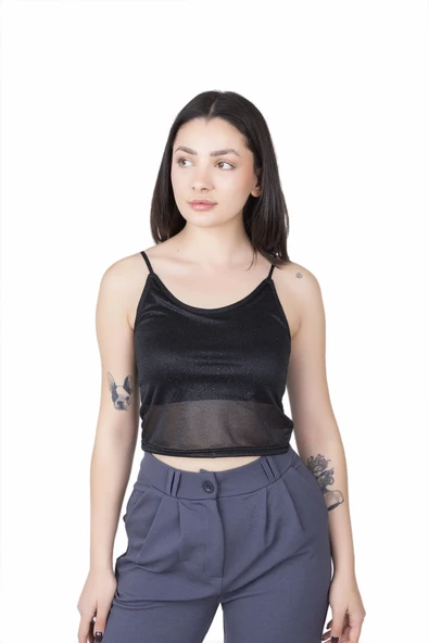 Looksense Kadın Simli Astarlı Crop 04007 - Resim 4