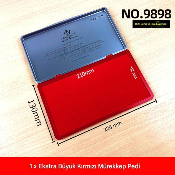 El Istampası Büyük Boy 225*130mm Kırmızı Mürekkep Pedi  9898 ürün görseli
