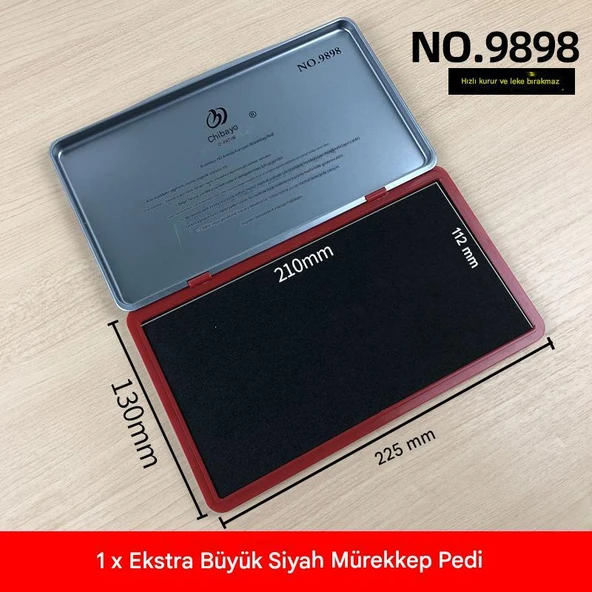 El Istampası Büyük Boy 225*130mm Siyah Mürekkep Pedi  9898 - Resim 2