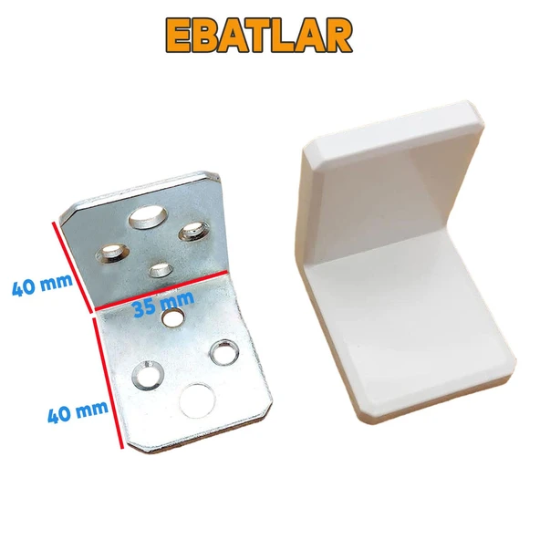 (10 ADET) Mobilya Dolap Askı Elemanı Montaj Bağlantı Sabitleme Sabitleyici Demiri Beyaz 40x40x35 Mm - 2