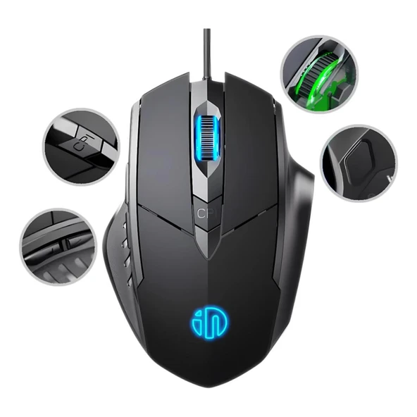 Coofbe Profesyonel Led Işık 1200/7200DPI Kablolu Oyuncu Mouse Sessiz Tıklama Ergonomik Gaming Mouse