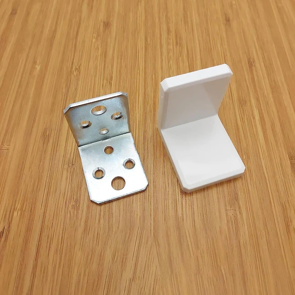 (10 ADET) Mobilya Dolap Askı Elemanı Montaj Bağlantı Sabitleme Sabitleyici Demiri Beyaz 40x40x35 Mm - 5