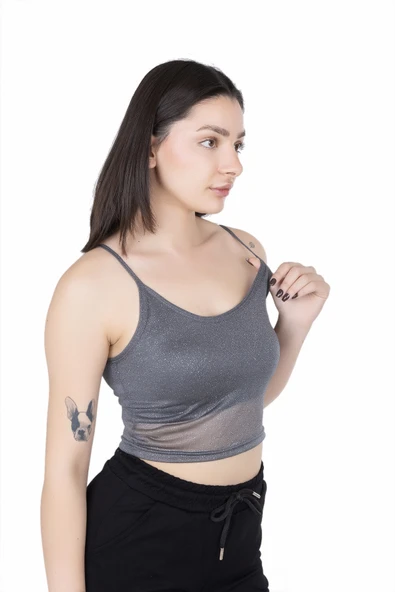 Looksense Kadın Simli Astarlı Crop 04007 - Resim 2