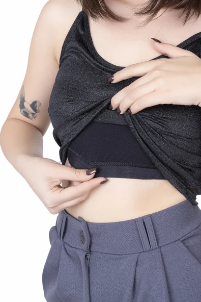 Looksense Kadın Simli Astarlı Crop 04007 - Resim 5