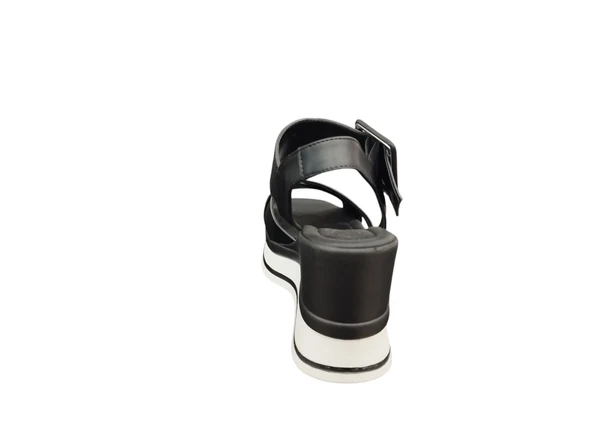 Ventes 111171Z 8 cm Kalın Topuklu Önü Açık Yumuşak İç Pedli Günlük Kadın Tek Bant Sandalet - 4