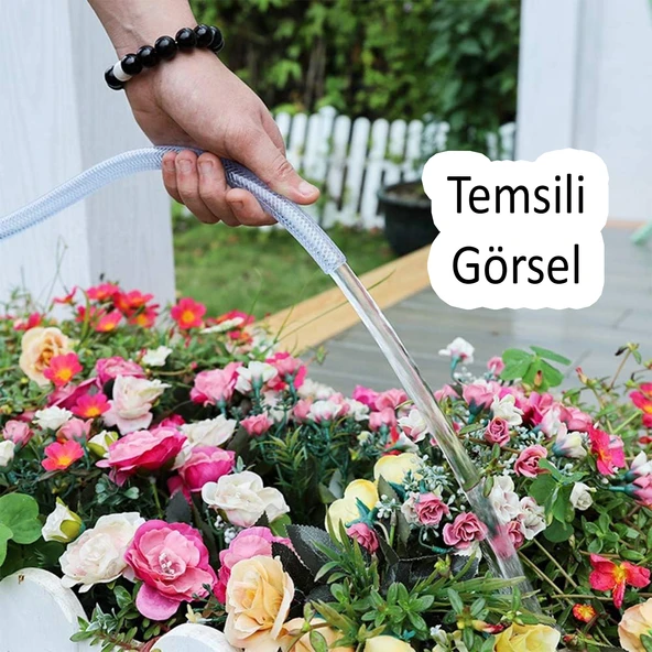 Örgülü Şeffaf Bahçe Hortumu 30 Metre Dayanıklı 3 Katlı Sağlam Çeşme Su Sulama Yıkama Hortum 12.5 mm 1/2" - 4