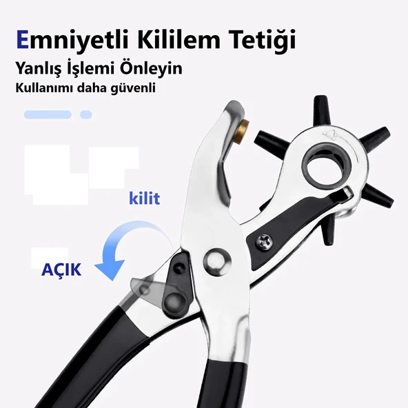 6 BAŞLIKLI Kemer Delme, Delik Açma Pensesi ( MADE IN İTHAL) - 2